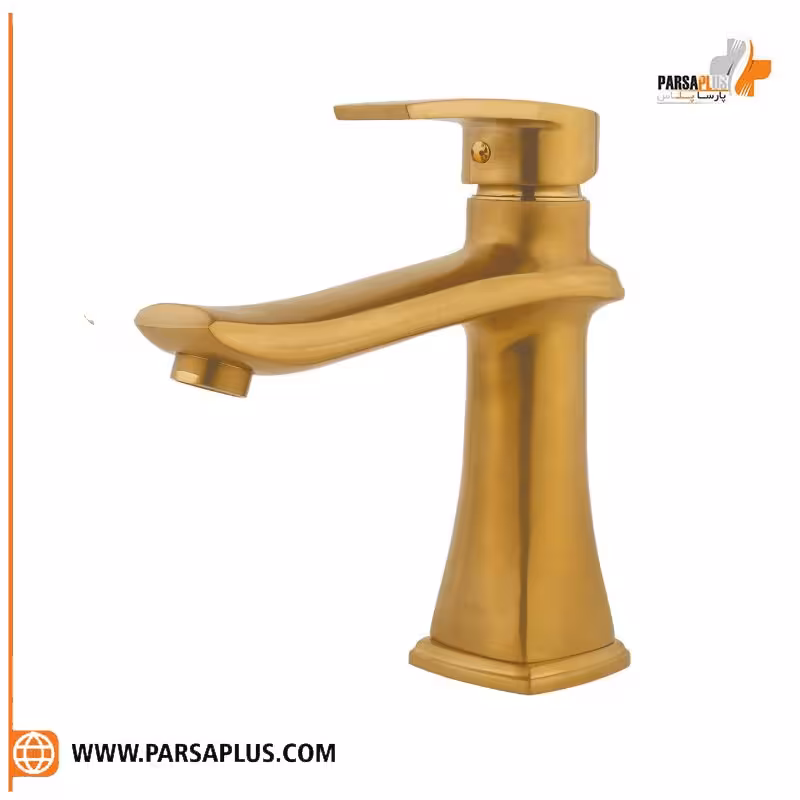 شیر روشویی دوان مدل تریفا طلایی مات