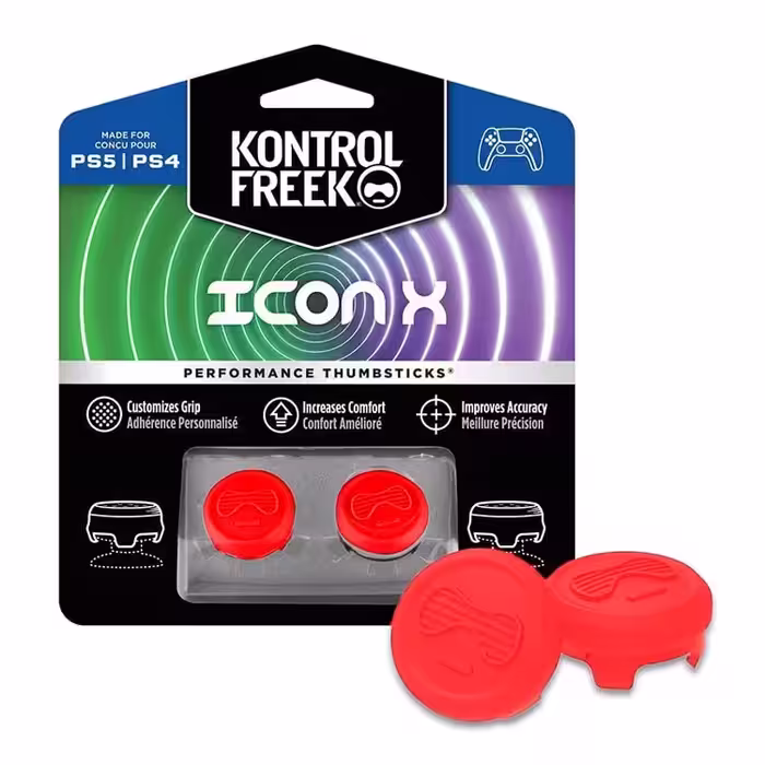 KontrolFreek Icon X Performance Thumbsticks for PlayStation – Red