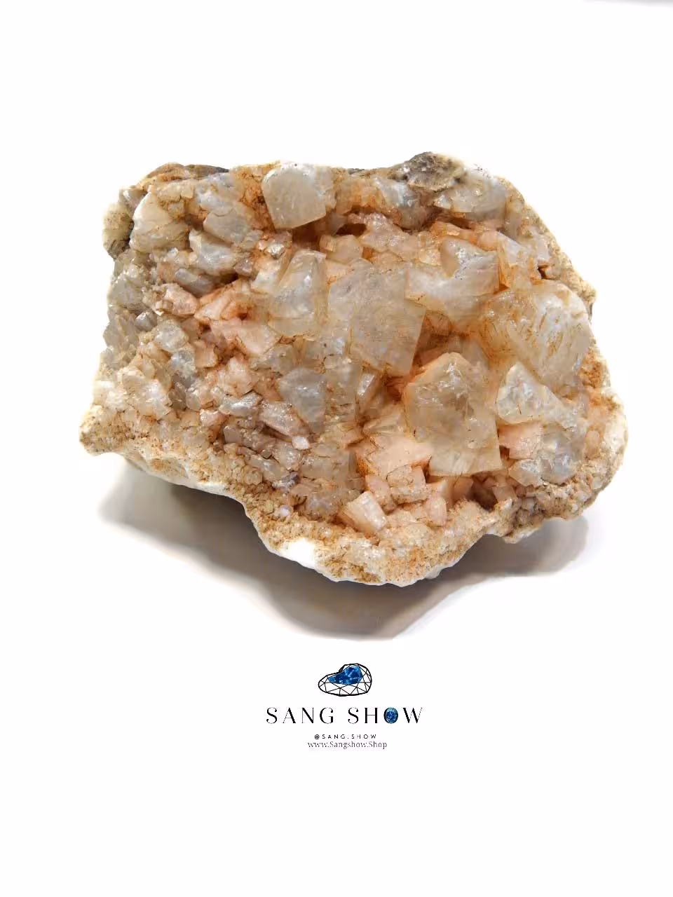 هیولاندیت صورتی انحصاری با بلور های آپوفیلیت شفاف نمونه معدنی S1478