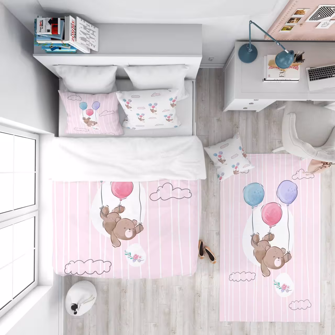 سرویس روتختی طرح خرس بادکنکی یک نفره کد A2238