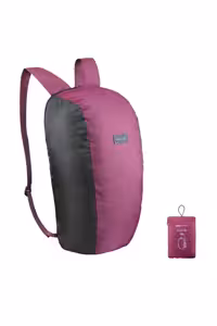 کوله پشتی مردانه و زنانه FORCLAZ که فضای کمی را اشغال می کند 10 لیتر بنفش سفر Decathlon