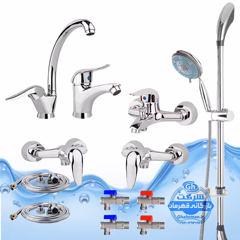 ست 12 عددی شیرآلات برند آیدا صنعت مدل قهرمان اردکی | شیر ظرفشویی   شیر روشویی   شیر حمام   شیر توالت   علم دوش یونیکا کروم   دو عدد شلنگ توالت   دو عدد شلنگ استیل   چهار عدد شیر پیسوار | کروم براق