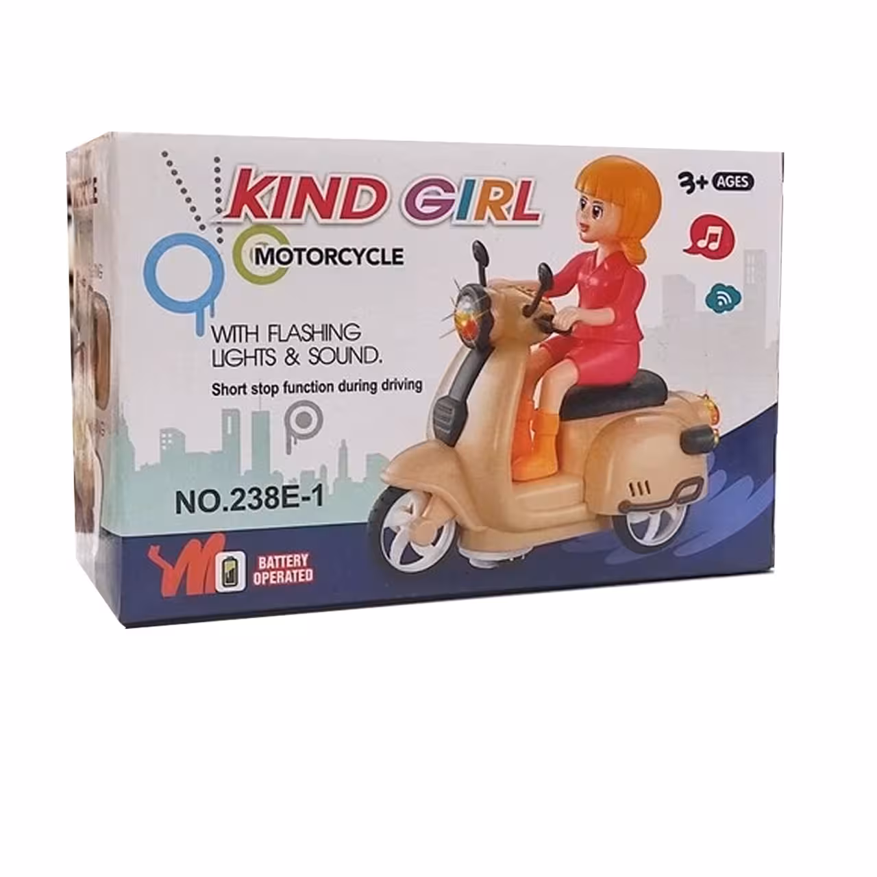 اسباب بازی دختر موتورسوار موزیکال و چراغدار و متحرک