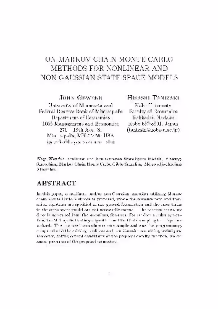 خرید و دانلود نسخه کامل کتاب On Markov chain Monte Carlo methods for nonlinear and non-gaussian state-space models