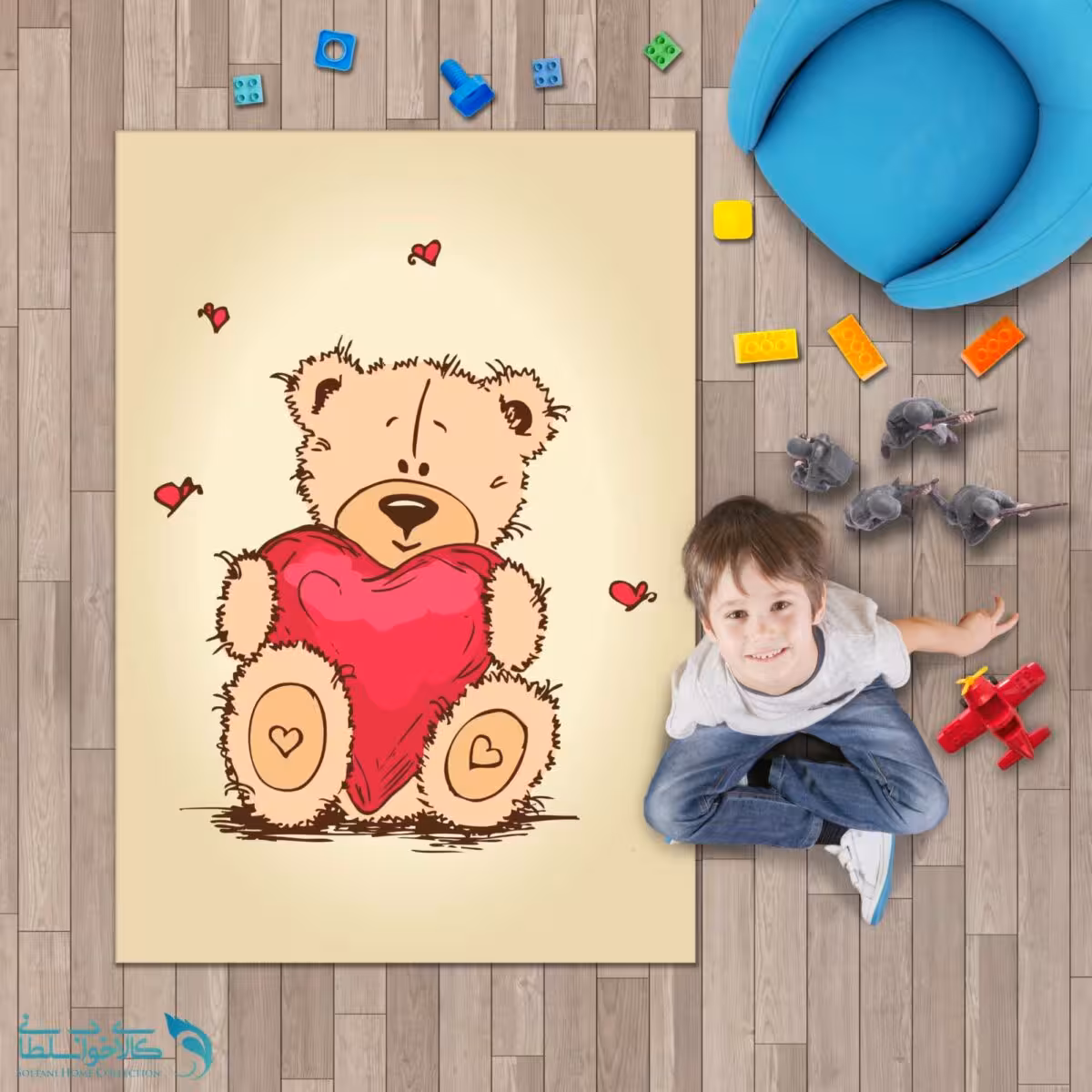 فرشینه اتاق کودک طرح خرس عروسک کد A1176
