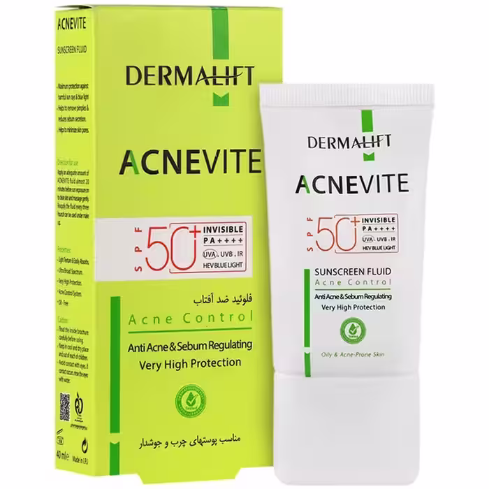 درمالیفت فلوئید ضد آفتاب آکنویت SPF50 بی رنگ
