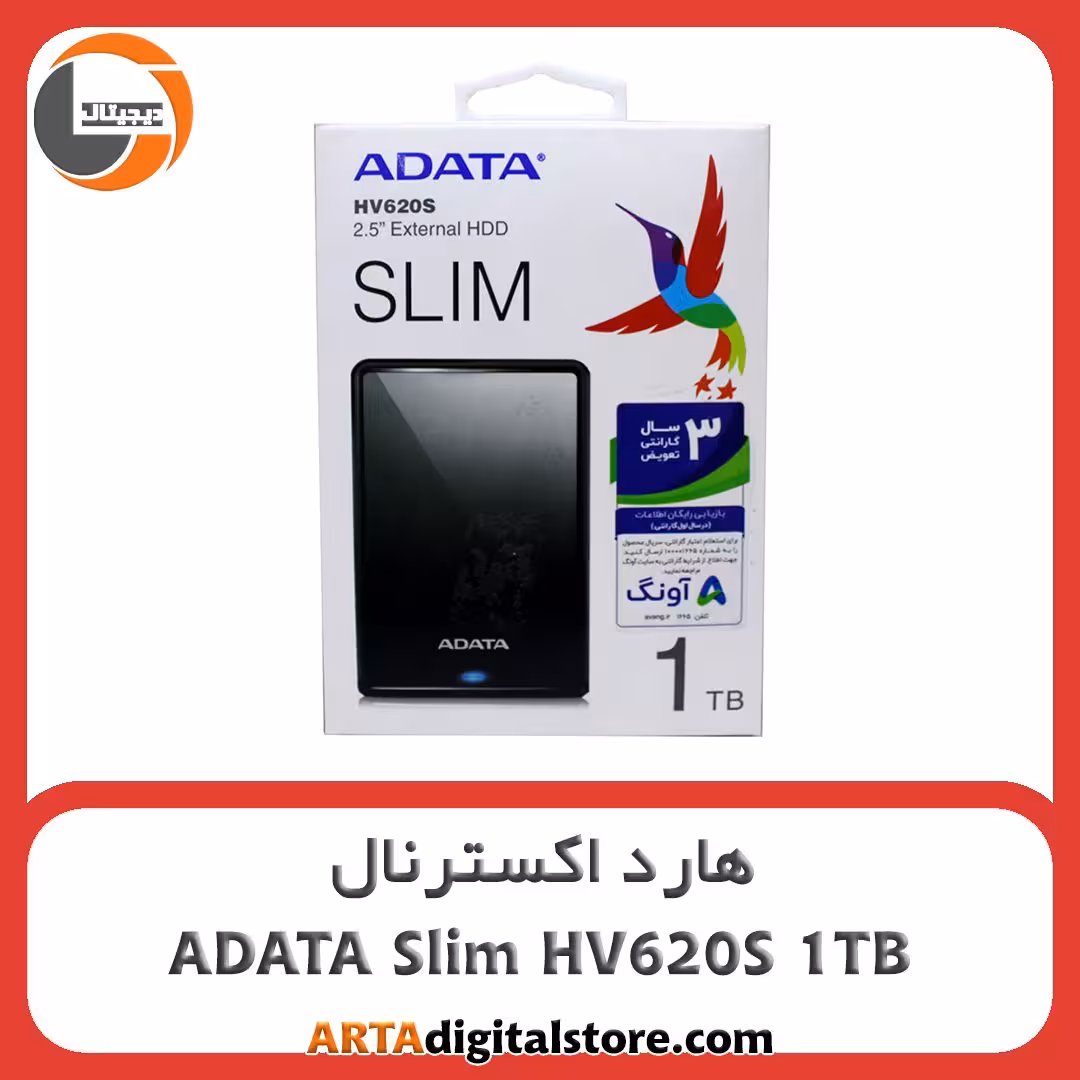 هارد اکسترنال ADATA Slim HV620S 1TB Black