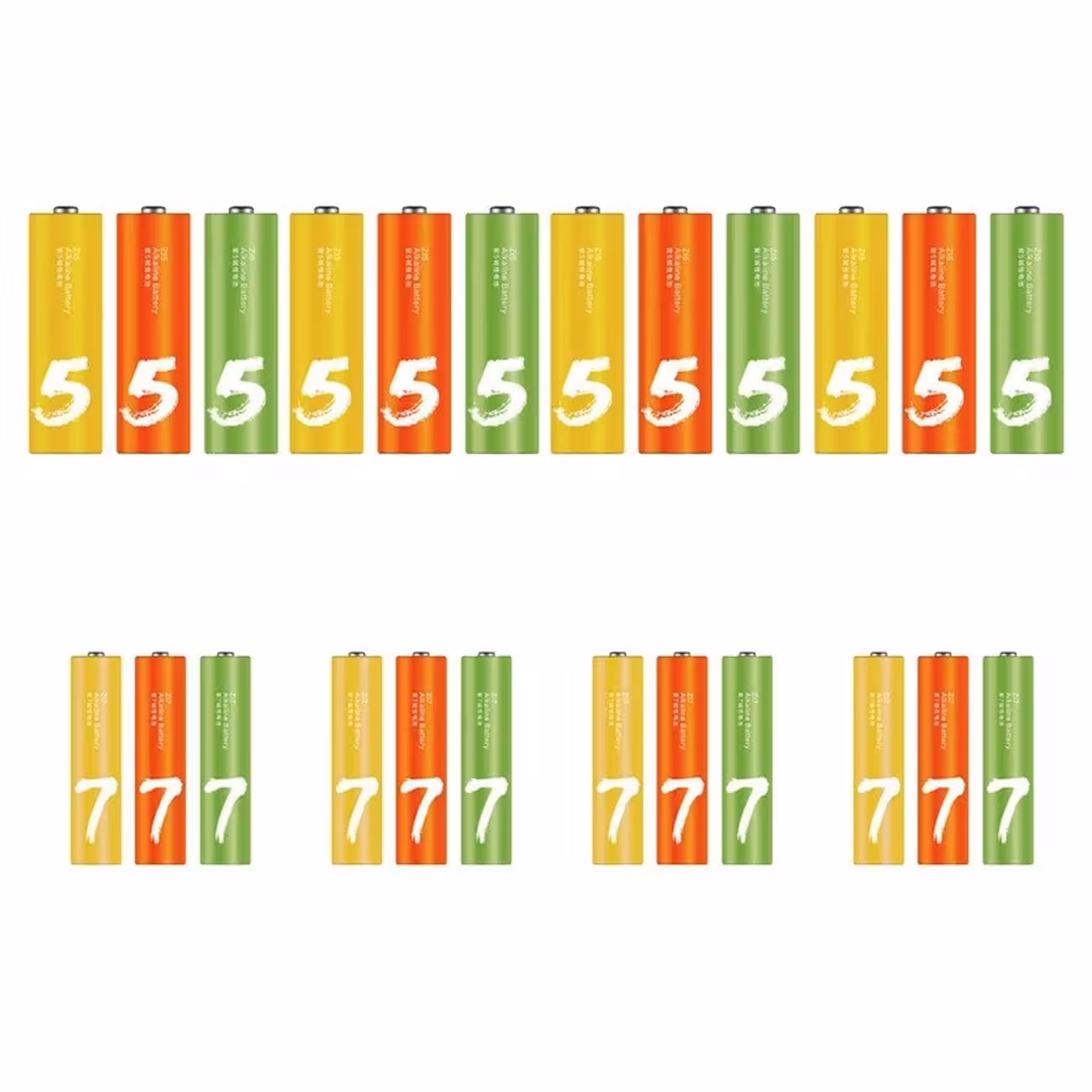 باتری قلمی و نیم قلمی آلکالین شیائومیZI5- ZI7 (پک 24 عددی)