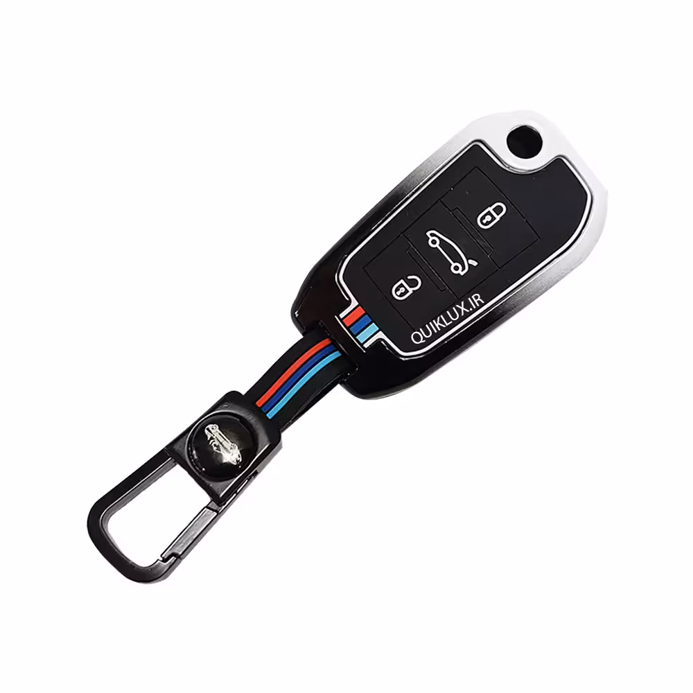 کاور سوییچ فلزی تارا (کلید خور) طرح M-Performance – صندوق پران وسط  – سفید مشکی