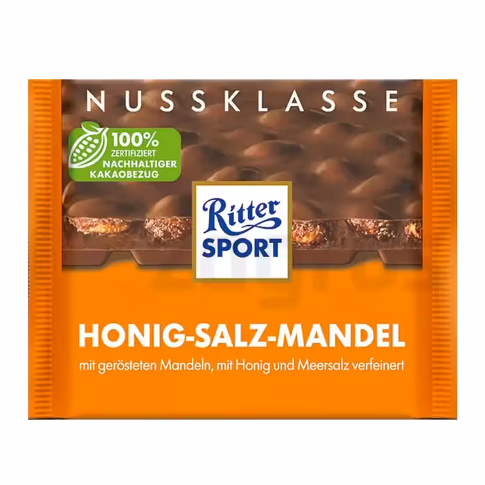 شکلات ریتر اسپورت با مغز بادام و عسل و نمک – 100 گرم