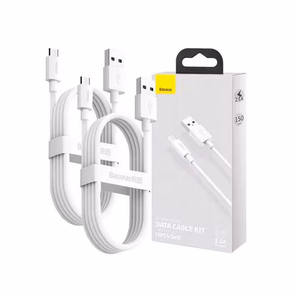 پک 2 تایی کابل میکرو یو اس بی بیسوس Baseus Simple Wisdom Kit 2.1A 1.5m TZCAMZJ-02