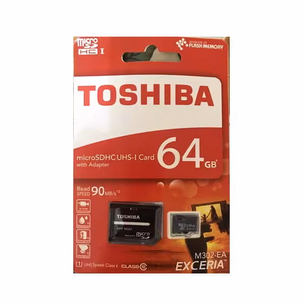 کارت حافظه microSDXC توشیبا مدل EXCERIA M302-EA کلاس 10 استاندارد UHS-I U1 سرعت 90MBps ظرفیت 64 گیگابایت به همراه آداپتور SD