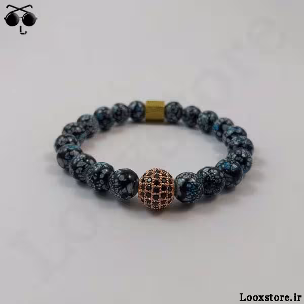 دستبند مهره ای طرح دار با مهره سواروسکی