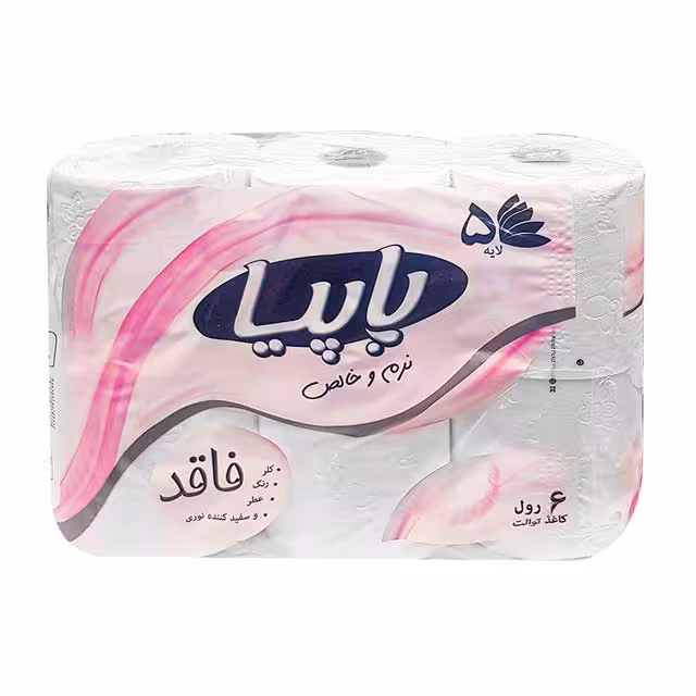 دستمال توالت 5 لایه نرم و خالص پاپیا بسته 6 عددی
