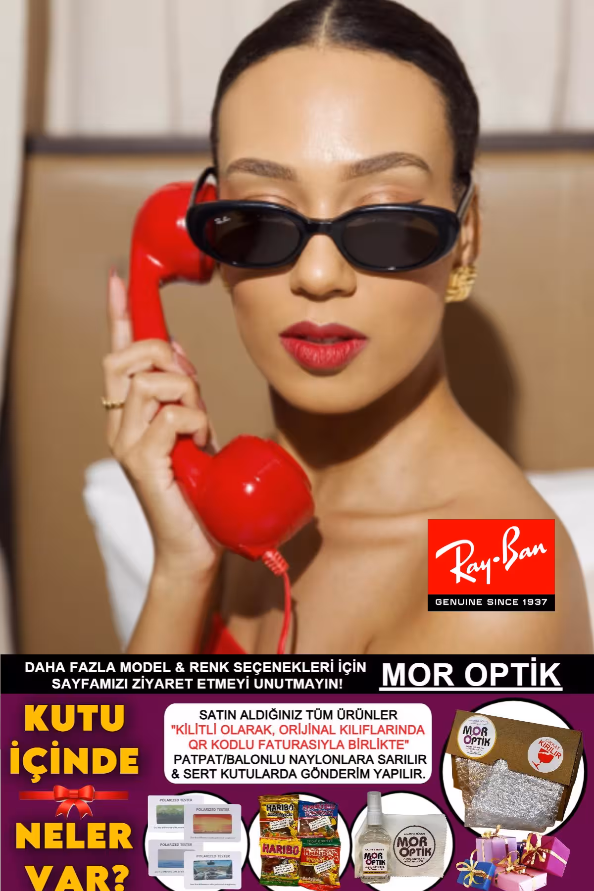 عینک آفتابی زنانه MOR OPTIK اندازه 53 مدل جدید ! Ray-Ban