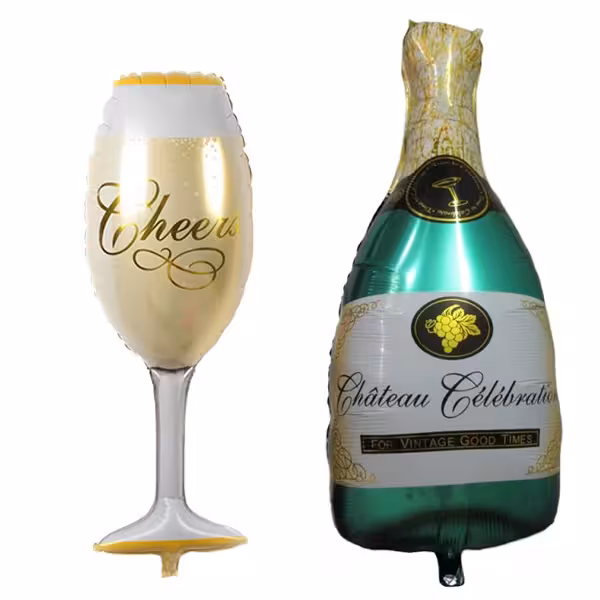 بادکنک فویلی طرح شامپاین و جام(مجموعه دو عددی)