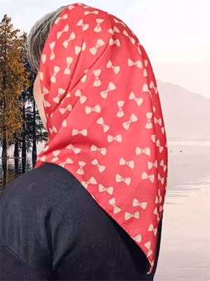 مینی اسکارف زرشکی با پاپیون ریز شیری کد YM108