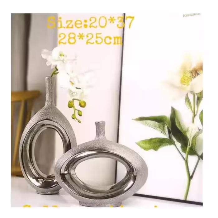 گلدان مدرن و خاص ورق طلا  ور ق نقره  مجموعه دو عددی