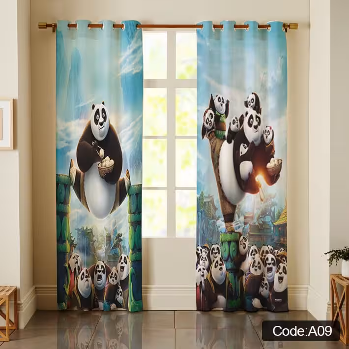 پرده پانچی مخمل چاپی پسرانه کد A 09