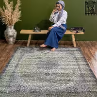 فرش مدرن آروین کد 73056 سبز ذغالی