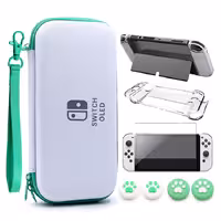 VGBUS 7-in-1 Accessory Case for Nintendo Switch OLED – White/Green