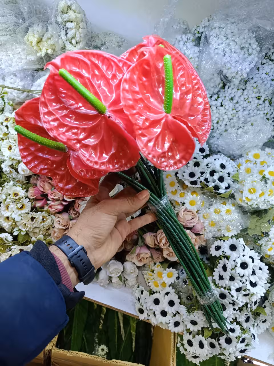 گل مصنوعی آنتوریوم قرمز 10 شاخه