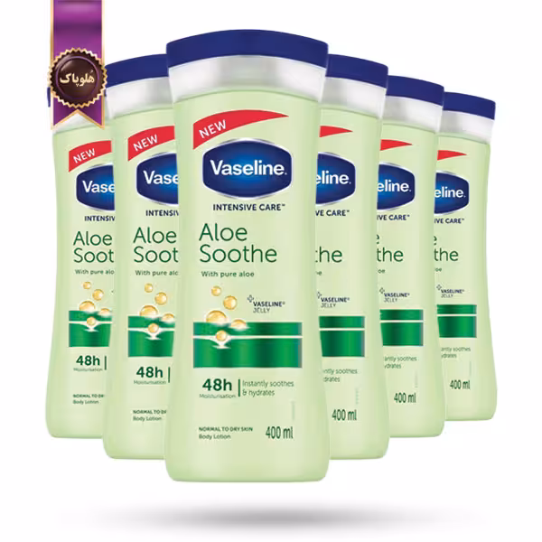 6 عدد لوسیون بدن وازلین Vaseline مدل آلوئه‌ ورا تسکین‌ دهنده Aloe Soothe حجم 400 میلی لیتر (اورجینال)
