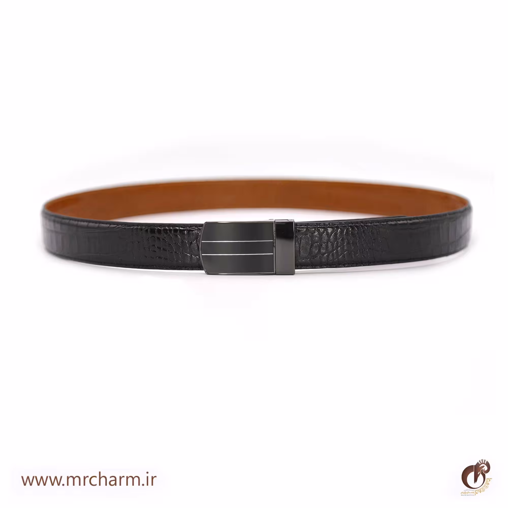 کمربند دورنگ چرم کروکودیلی mrc118-07