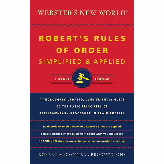 کتاب Webster,s New World Robert,s Rules Of Order Simplified And Applied, Third Ed اثر Robert McConnell Productions انتشارات Collins Reference