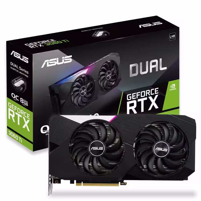 کارت گرافیک ایسوس مدل  DUAL-RTX3060TI-O8G-GAMING-V2
