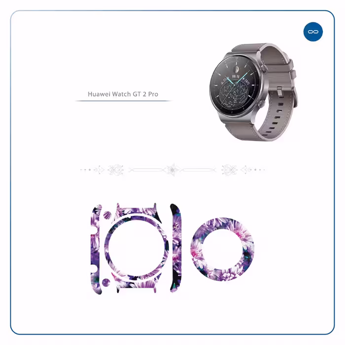 برچسب ماهوت طرح Purple Flower مناسب برای ساعت هوشمند هوآوی Watch GT 2 Pro