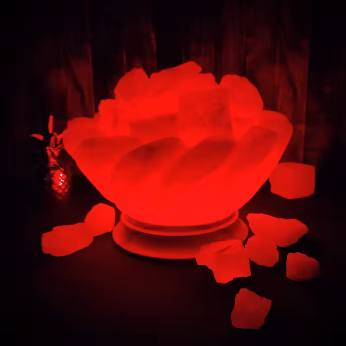 آباژور سنگ نمک مدل کاسه هلال دار ستاره ای پایه چوبی کد 401