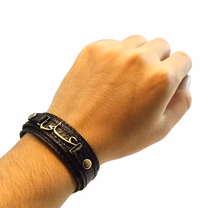 دستبند مدل چرم طرح اسم علی کد 01