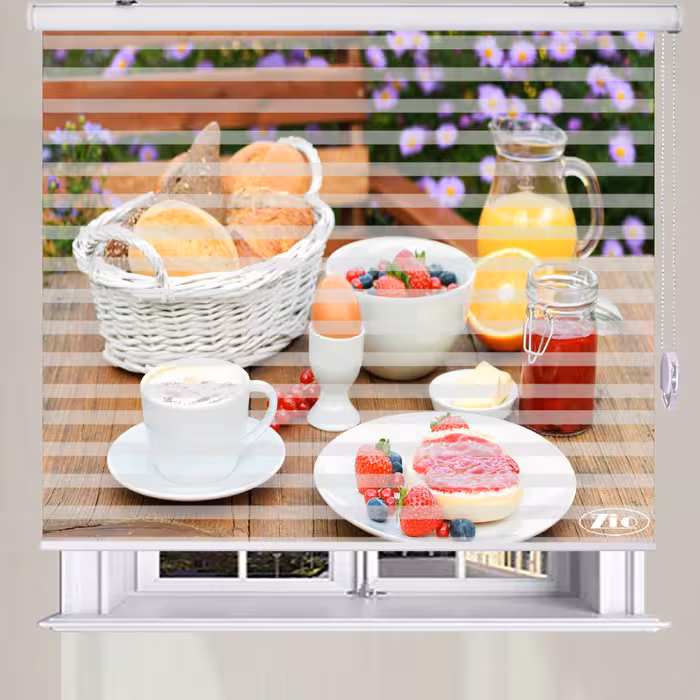  پرده زبرا زیو طرح صبحانه کد B5 سایز 100x150 سانتی متر