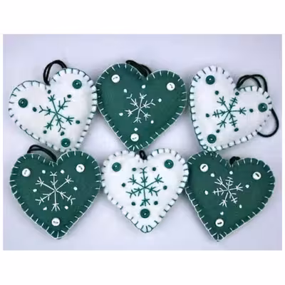 آویز تزیینی مدل کریسمس طرح قلب مجموعه 6 عددی