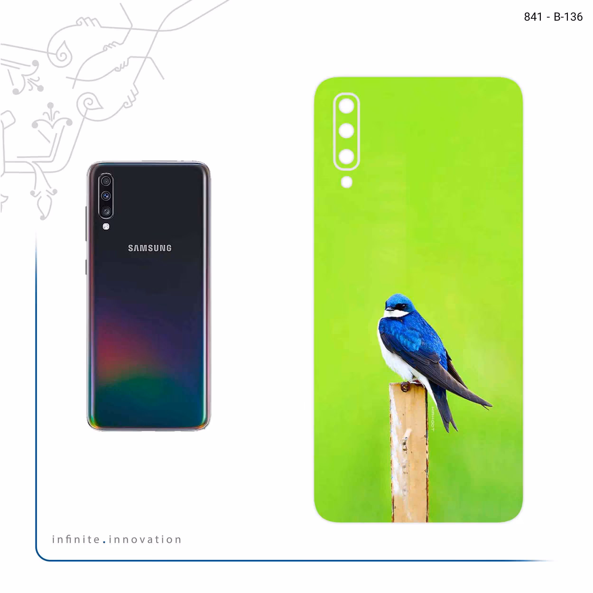 برچسب پوششی ماهوت مدل Bird Swallow مناسب برای گوشی موبایل سامسونگ Galaxy A70