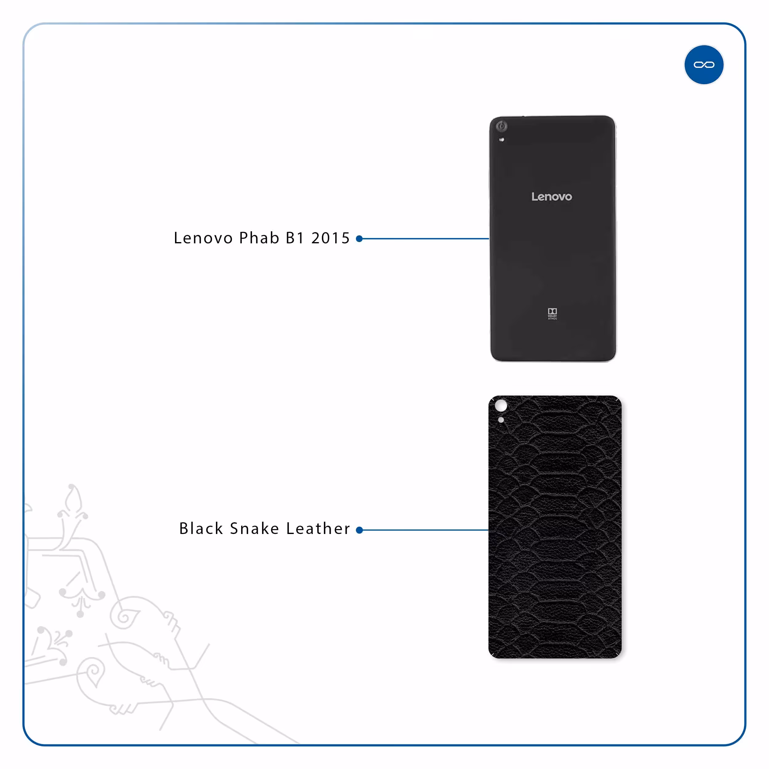 برچسب پوششی ماهوت مدل Black-Snake-Leather مناسب برای تبلت لنوو Phab B1 2015