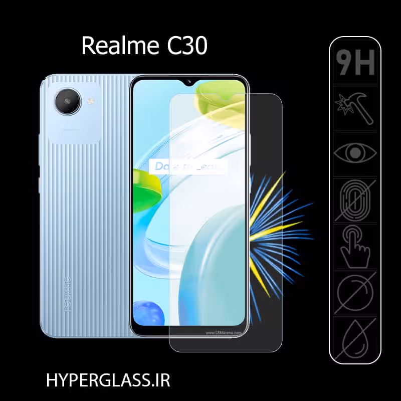 گلس محافظ صفحه نمایش نانو بلک اورجینال گوشی ریلمی Realme C30