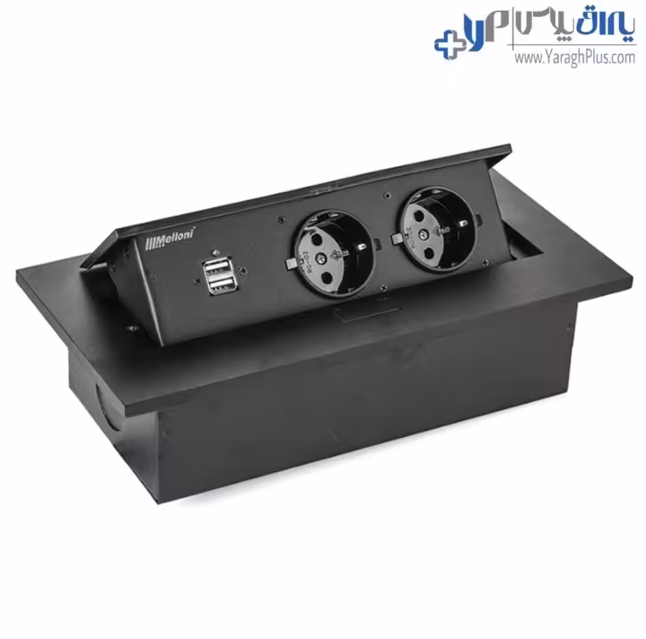 پریز توکار کابینت مشکی با پورت USB ملونی 10017