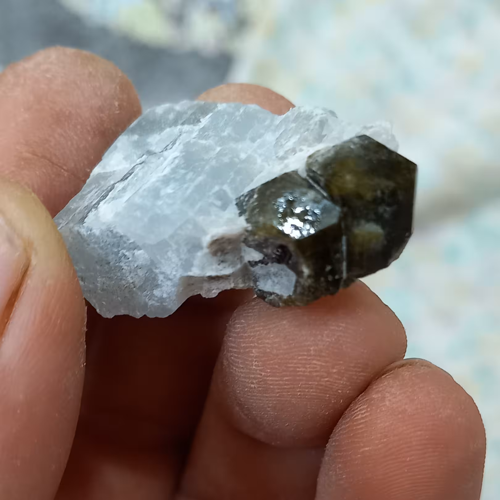 سنگ کلکسیونی گارنت  که بلور هاش منظم و شبیه الماس داخل کلوخ ش هست