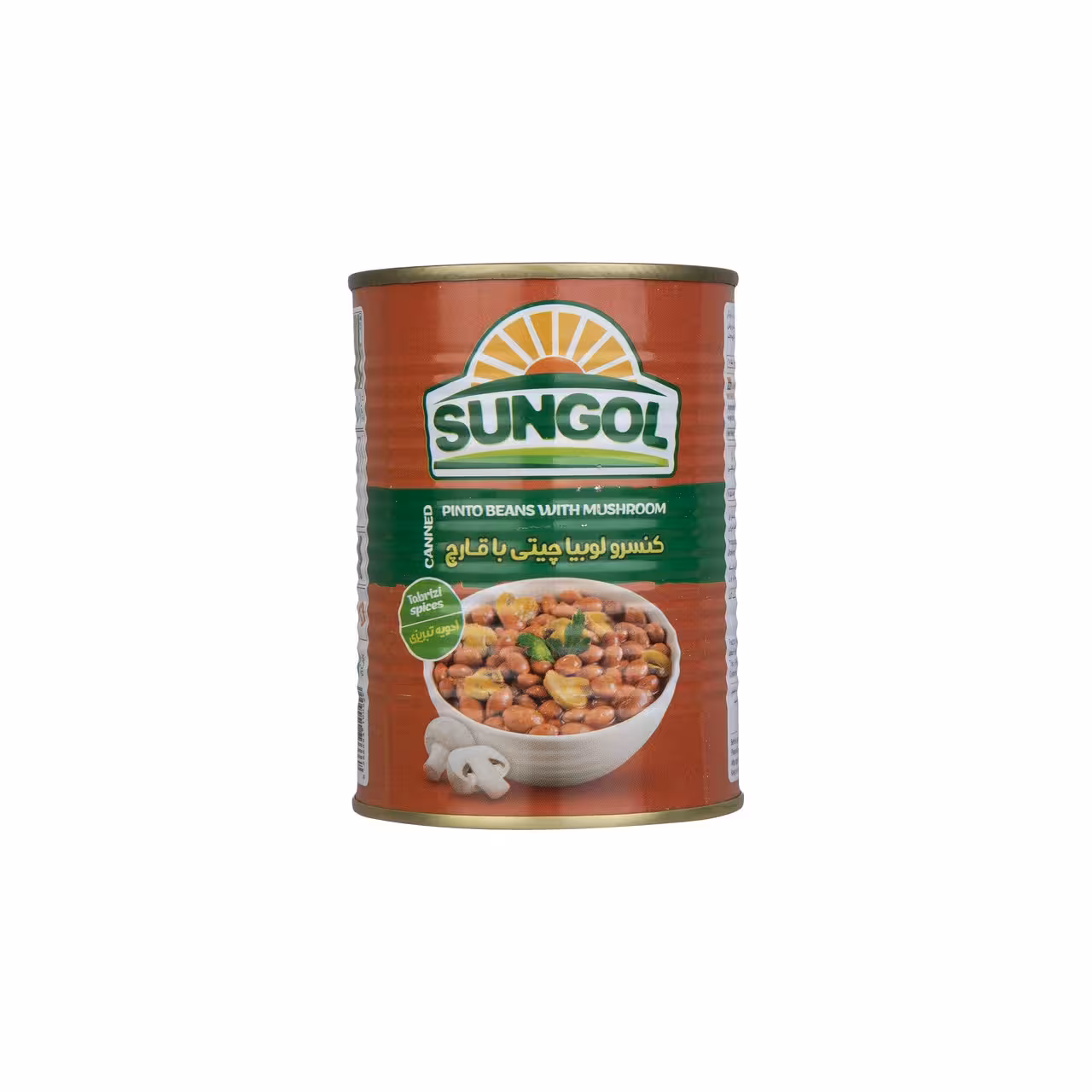 کنسرو لوبیا چیتی با قارچ سان گل 380 گرمی