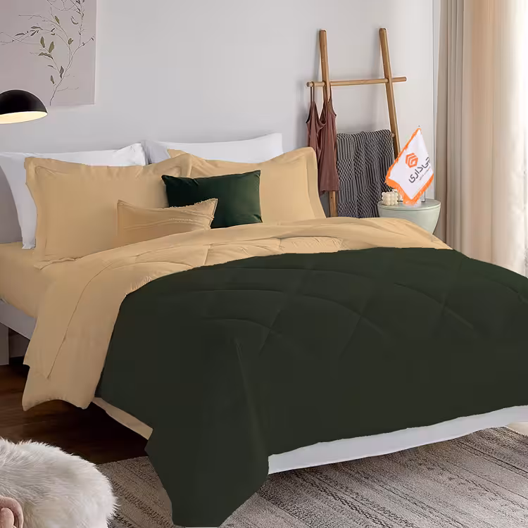 سرویس روتختی دورنگ چیداری یشمی کرم