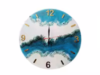 ساعت دیواری رزینی ( طرح آبی سفید کریستالی 2 ) قطر 40 سانتی متر