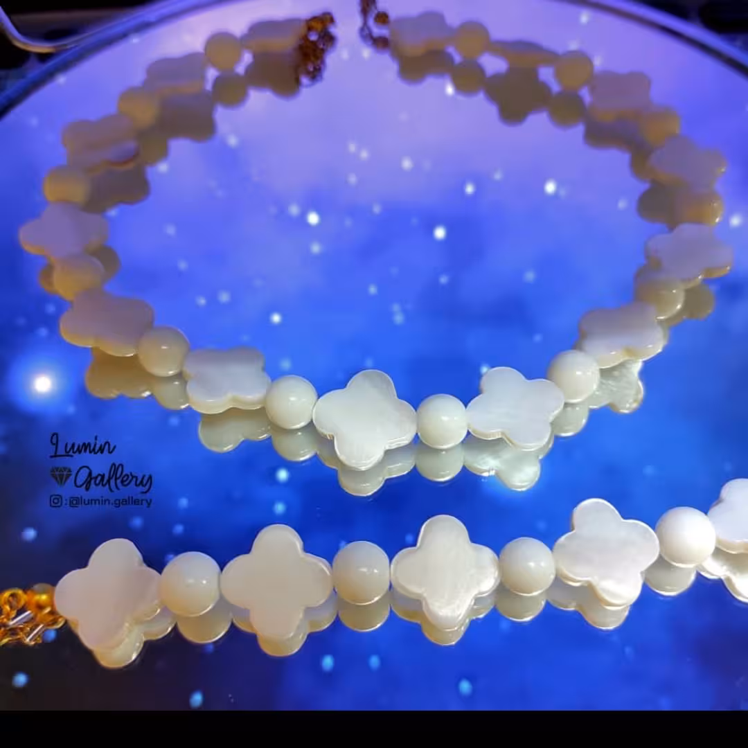 سرویس صدفی ونکلیف گردنبند و دستبند صدفی