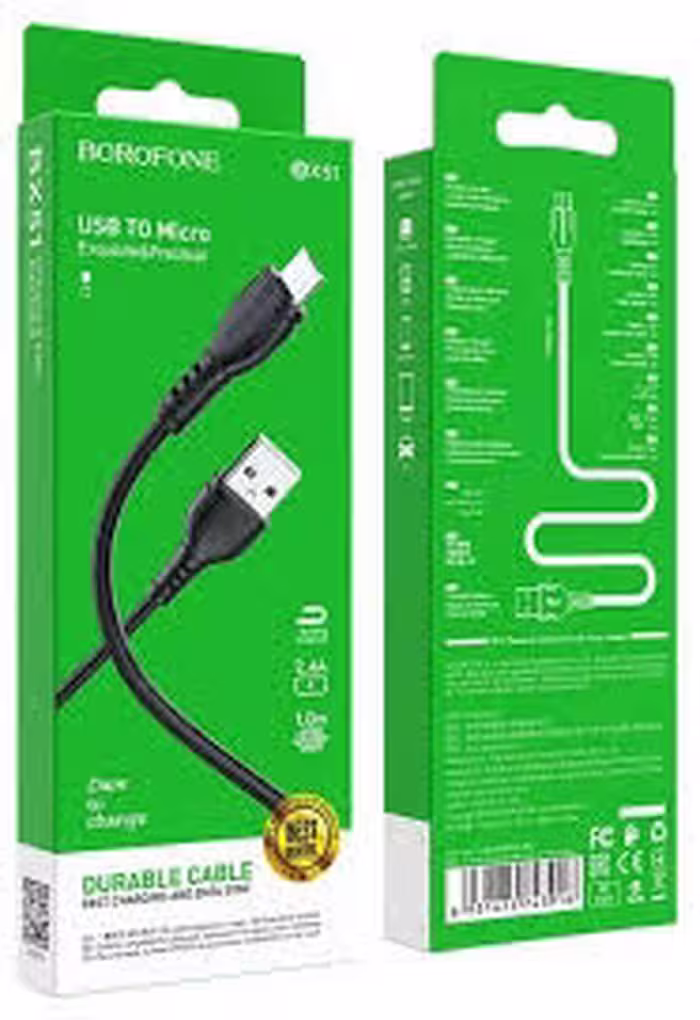 کابل تبدیل USB به MicroUSB بروفون مدل BX51 طول 1 متر