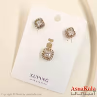 نیم ست زنانه ژوپینگ مدل نگینی شامل گوشواره و گردنبند کد NIM14825W