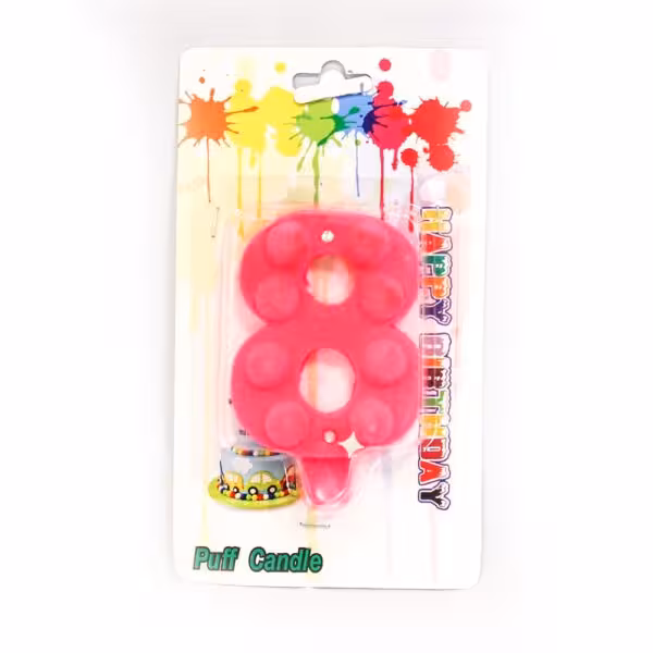 شمع مخملی عدد هشت صورتی