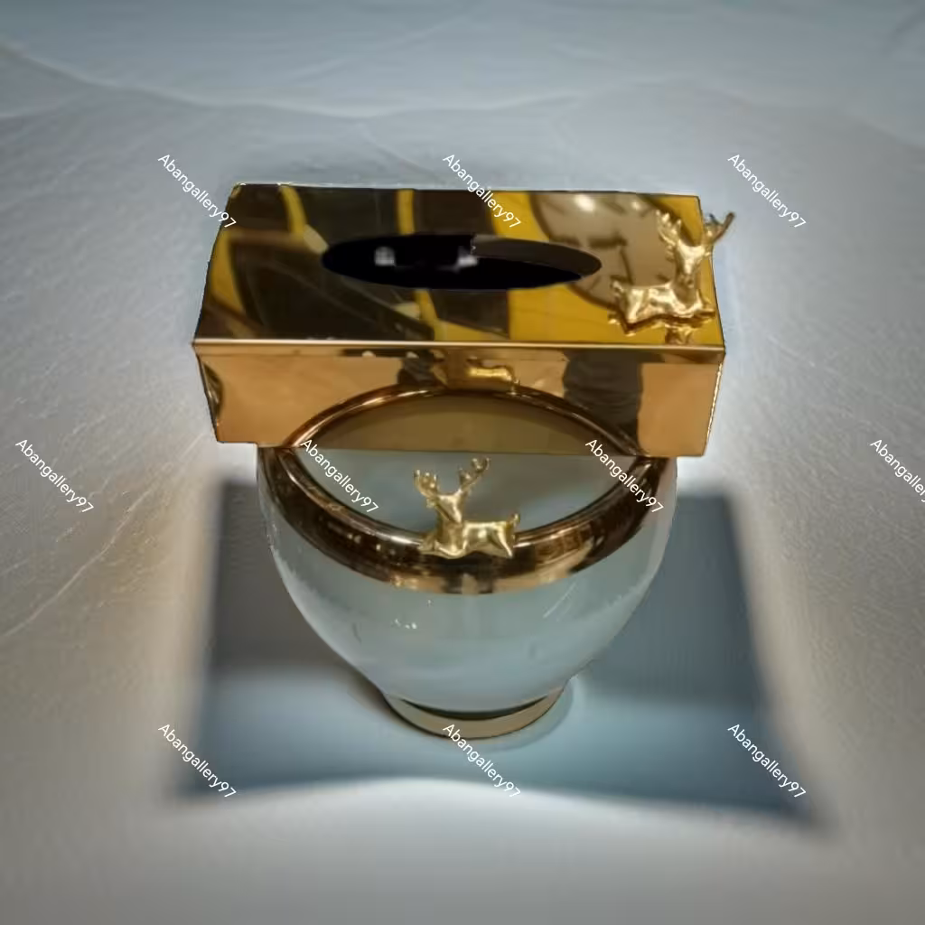 سطل و جا دستمال صدفی استیل شیشه درجه یک