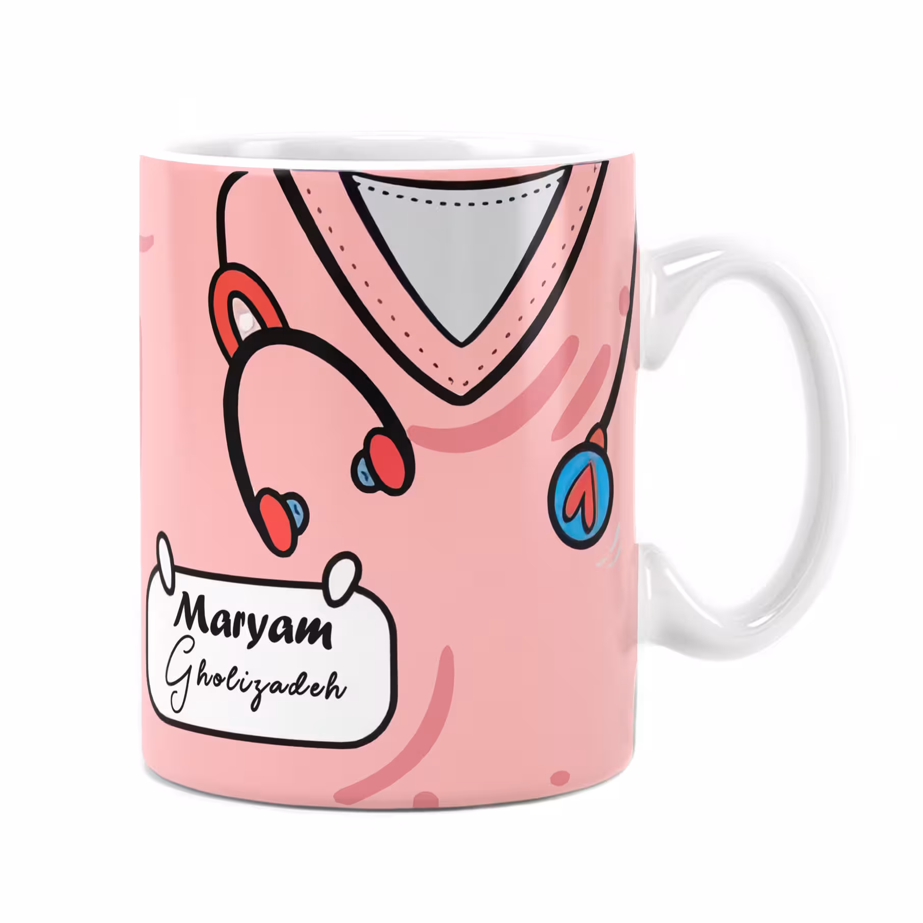 لیوان (ماگ) سرامیکی سفارشی راویتا طرح پرستار - Pink Nurse