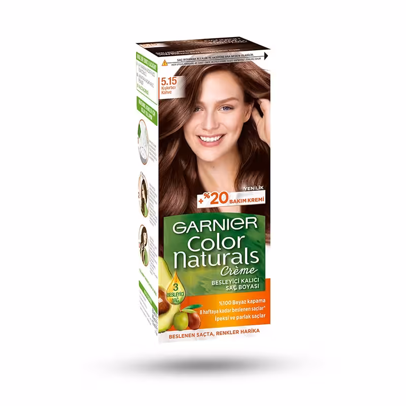 کیت رنگ مو شماره 5.15 گارنیر 40 میل مدل COLOR NATURALS رنگ قهوه ای شکلاتی